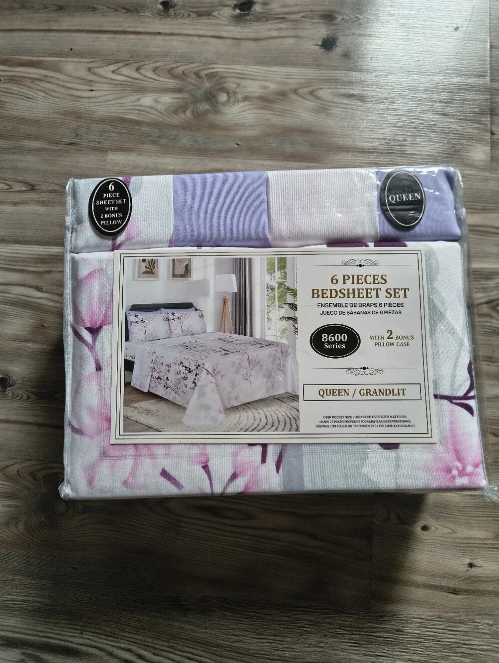 Floral Queen Size 6-Piece Bedsheet Set - Pink & Lavender
